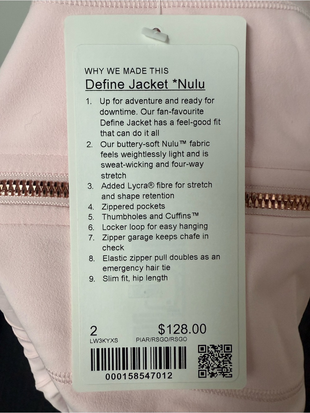 LuluLemon Define Jacket Nulu in Pink Pearl/Rose Gold - Picture 3 of 7